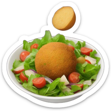 falafel balls in a bowl of salad and potatoes sticker
