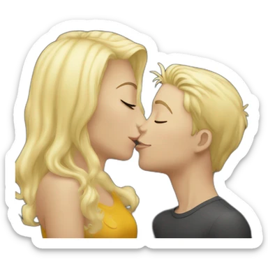 a bonde girl kissing a blond white boy sticker