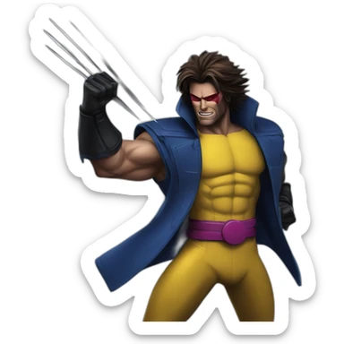 Gambit fighting Wolverine sticker