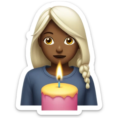 girl blowing out a candle with eyes closed  sticker