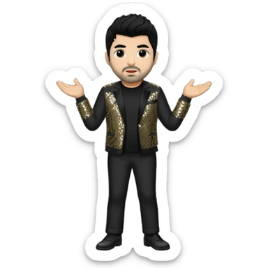 Chino Moreno with black hair, black sequin tour outfit sticker