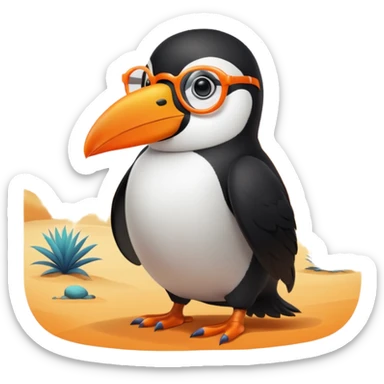 Fluriflura is a bird-like creature, most commonly described as resembling a toucan with circular orange glasses. Although, the translation states it's a penguin in the desert that goes "blah blah blah," so this implies that it's a penguin-toucan hybrid. sticker