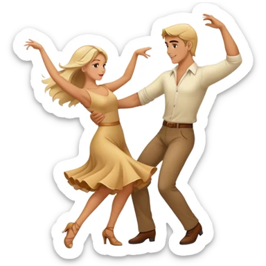 Blonde and brunette couple dancing romantically  sticker