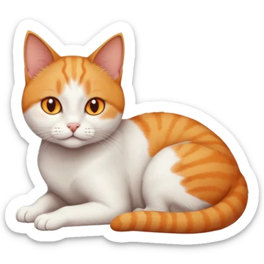 full body tiny short hair ginger and white cat with orange eyes lying down sticker