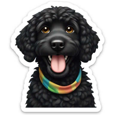 2 BLACK Groodles with a big smile. Also with a bandanna around its neck. Both Dogs need to be all black fur sticker