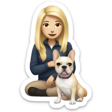 Blonde girl with French bulldog  sticker