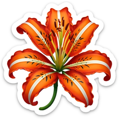 TIger outline tuning into a lily, like a red outline sticker
