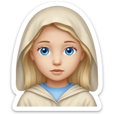 blue eyed desert girl child with creme cloth sticker