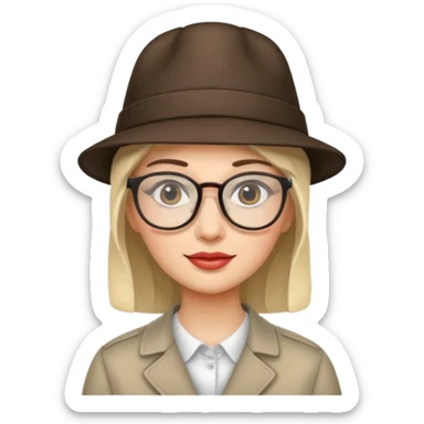 woman wearing hats and glasses sticker