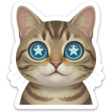 Cat with stars on the eyes sticker
