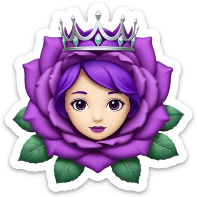 Purple rose with silver tiara and a purple emblem leaf wreath sticker