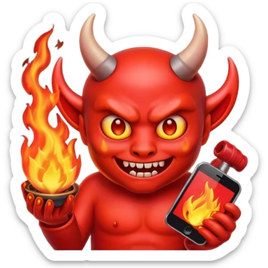 Red Iphone Demon Emoji sticker