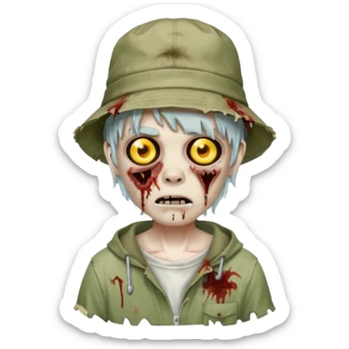 bucket hat zombie sticker