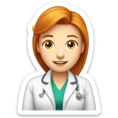 Femme rousse travaille dans un laboratoire pharmaceutique  sticker