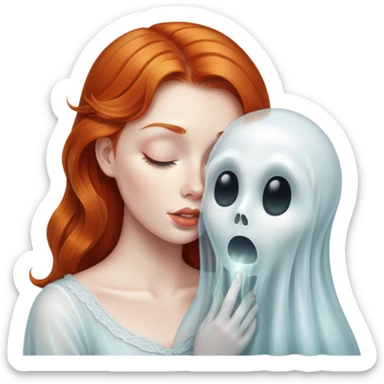 Ginger haired woman kissing ghost  sticker