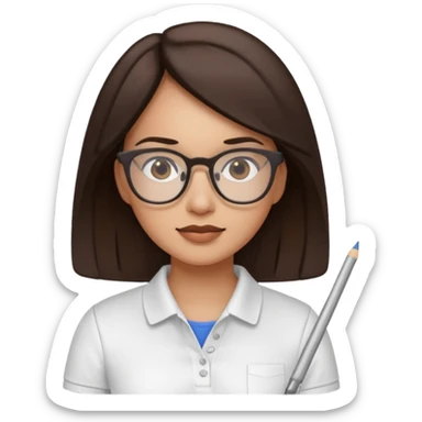 architect woman light skinned dark brown hair in WHITE POLO sticker