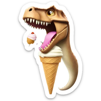 Dinosaur eating ice cream sticker