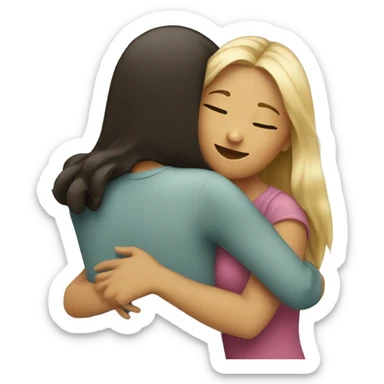 Two girl friends hugging  sticker