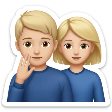 a boy putting a girls hair behind her ear gesture sticker