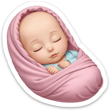 One swaddled sleeping baby wrapped in a light pink blanket sticker