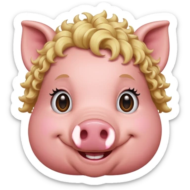 pig with blonde hair sticker
