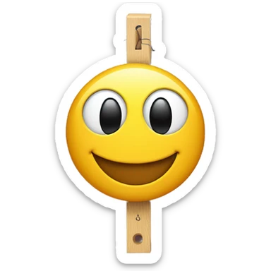 a smiley face with a nose, with a clothes peg attached to the nose. sticker