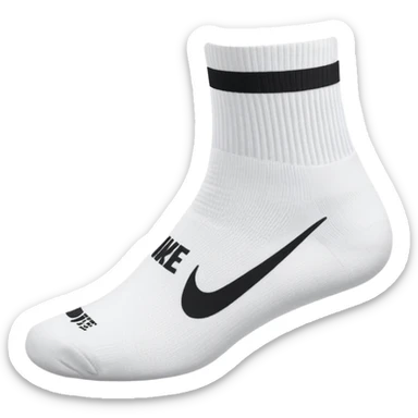 white sock, with black nike logo socks, dri-fit socks sticker