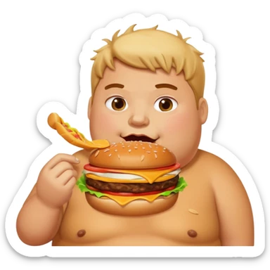 Fat person emoji with eating burger sticker
