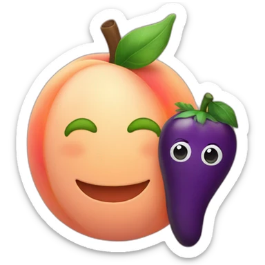Peach and eggplant sticker