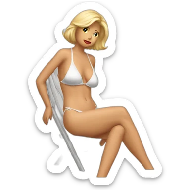trump wearing string bikini acting out that scene from basic instinct(full body, ios17) sticker