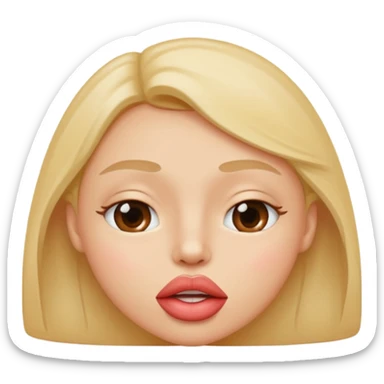 

I'd like an emoji with slightly squinty eyes, a mouth giving a tight kiss with little creases around the lips sticker