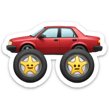 Car with tire that has no air sticker