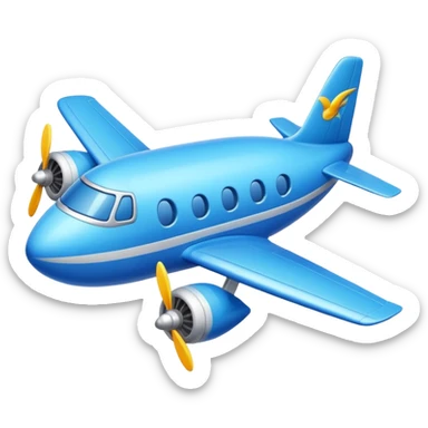 Design a cartoon-style airplane with a smiling face & playful wings. sticker