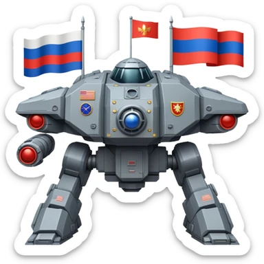 Colossal Russian space dreadnought with flag insignia and weapon arrays sticker