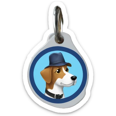 Dog collar tag that with word “spit” sticker