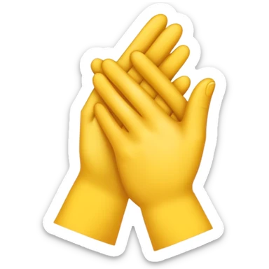 two hands crossed like someone setting on table and it's yellow and to be from side  sticker