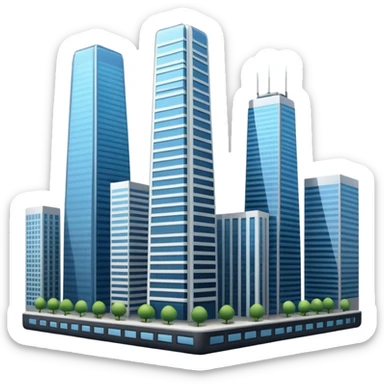 generate a realistic skyscraper and several smaller ones nearby sticker