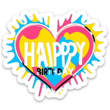 Explosion of heart happy birthday the big 20 sticker