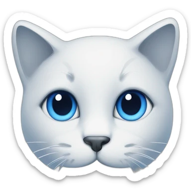 Blue simplistic sketch of a cute cat face sticker