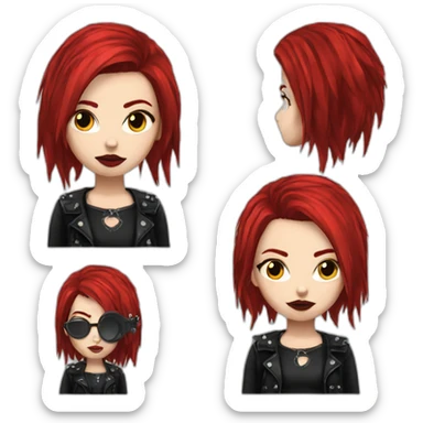 Punk gothic girl red hair sticker
