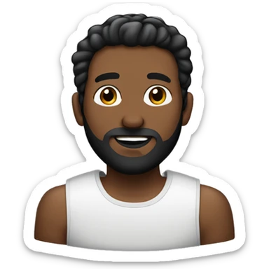 Un jeune homme noir avec une barbe légèrement fournie, des cheveux coiffés noirs et un regard confiant sticker