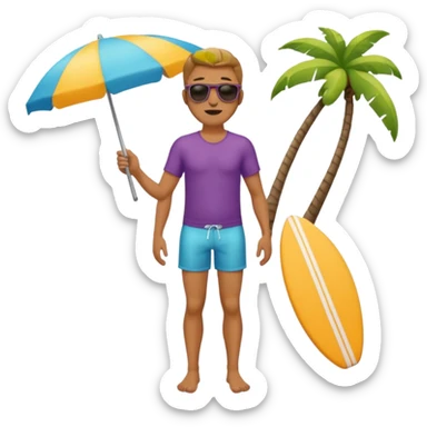 man fullbody with sunglasses and beachwear sticker
