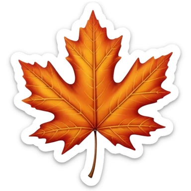realistic single maple leaf, vibrant autumn colors, isolated on white background, high detail, soft natural lighting, no text, no watermark --ar 1:1 --v 6
 sticker