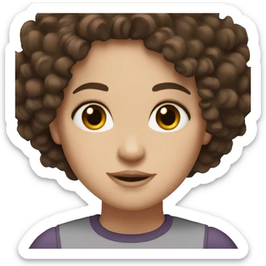 white girl with dark brown curly hair and brown eyes sticker