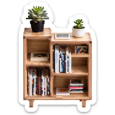 A small light wooden table bookshelf storage sticker