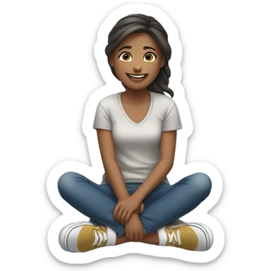 sitting girl in outdoor setting sticker