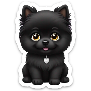 Black Pomeranian puppy sticker