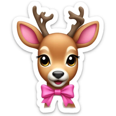 cute deer with a pink bow sticker