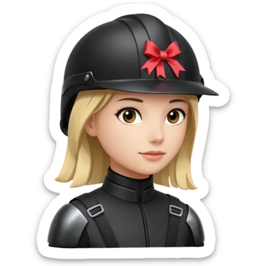 Rider helmet black matte at the back theres ribbon attached for female rider sticker