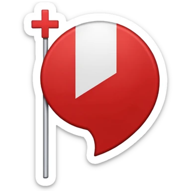 Créame un emoji de una bandera roja con un círculo blanco a un costado y una cruz dentro del circulo boanco no dentro del circulo blanco q este la cruz color negro sticker